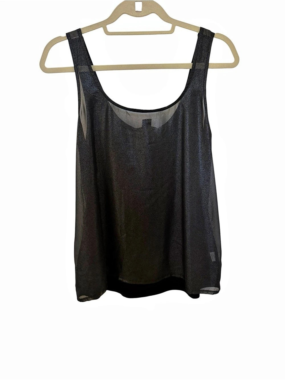AQUA Sleeveless Tank in Black Size Medium NWT Shimmer Front